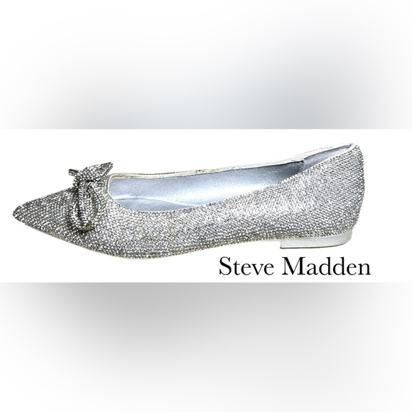 SB10 Steve Madden Elina Rhinestone Bow Dress Flats Size 6M - Picture 3 of 12